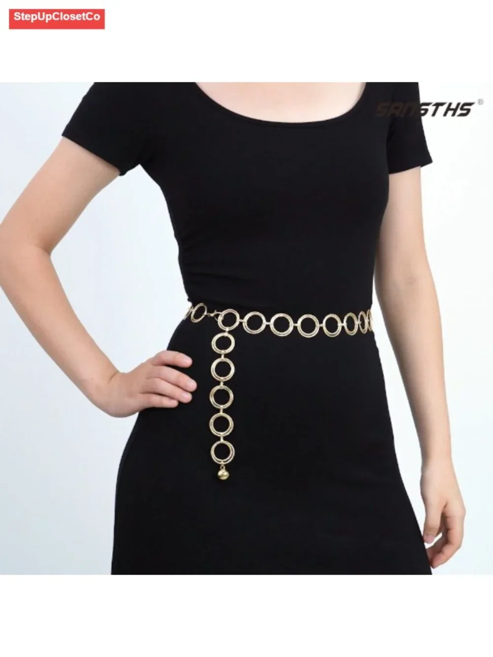 Chunky Gold/Silver Chain Belt for Dresses, Metal Waist Belt, Adjustable Lobster